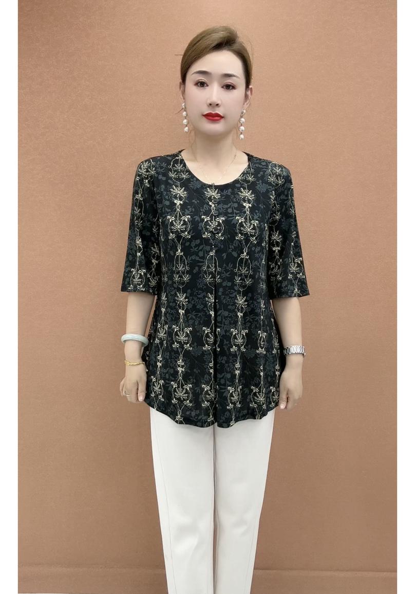 Floral Print Mid-Sleeve Loose T-Shirt for Plus Size Women - Spring/Summer Fashion for Middle-Aged and Elderly Mothers XL (recommended for 90-115 jin)
Floral Print Mid-Sleeve Loose T-Shirt for Plus Size Women - Spring/Summer Fashion for Middle-Aged and Elderly Mothers XL (recommended for 90-115 jin)