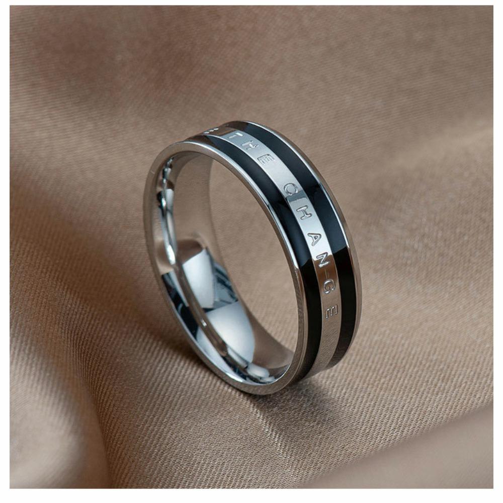 Кольцо из нержавеющей стали для пары в полоску из розового золота, широкая версия, простое индивидуальное кольцо, ювелирные изделия 8 чёрный/серебряный