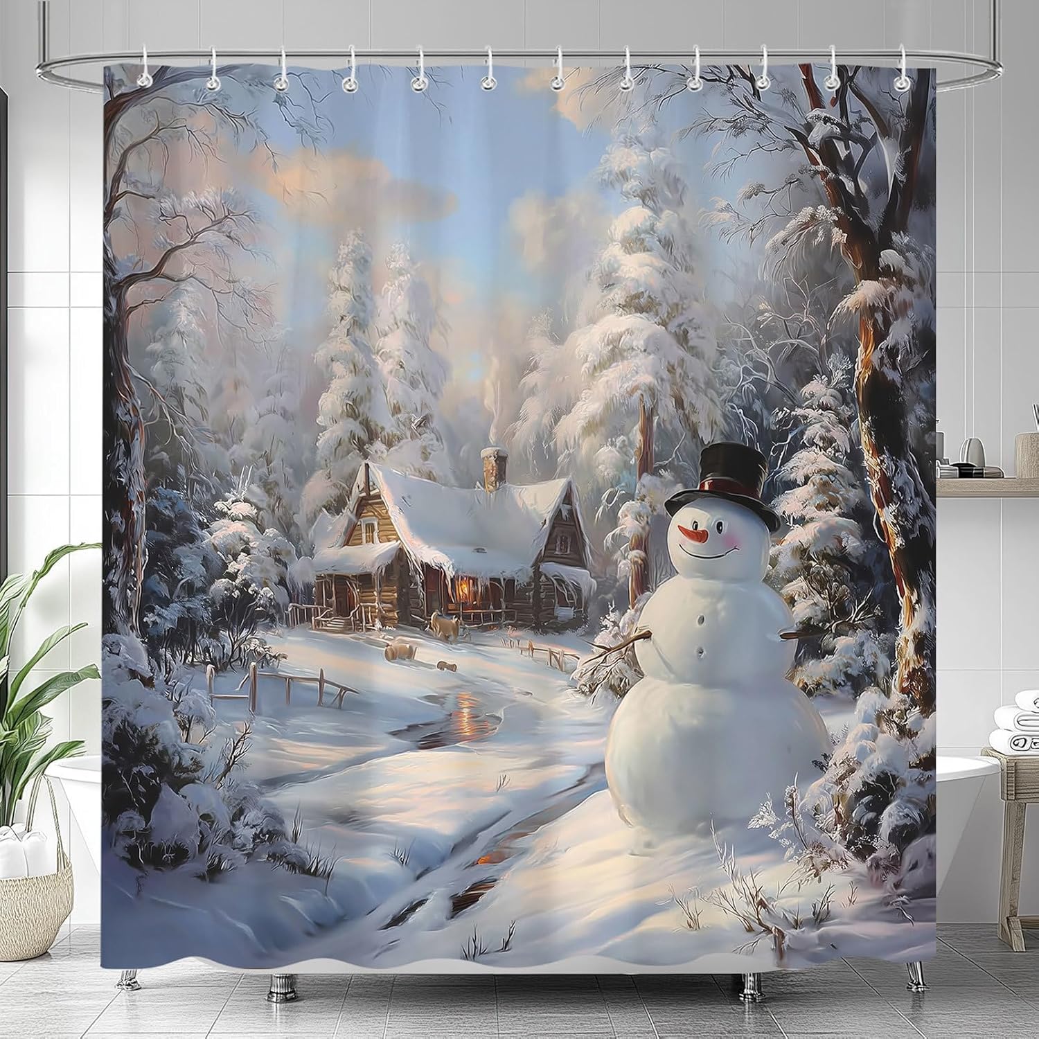 Зимняя Рождественская шторка для душа, праздничная шторка для душа для ванной с дизайном снеговика, водонепроницаемая, с декором из туманно-голубых и красных ягод 90x180CM
Зимняя Рождественская шторка для душа, праздничная шторка для душа для ванной с дизайном снеговика, водонепроницаемая, с декором из туманно-голубых и красных ягод 90x180CM
