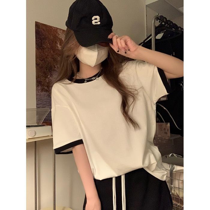 Special pure cotton, contrasting color design, niche short-sleeved summer new loose and thin pure cotton top 2XL чорний
Special pure cotton, contrasting color design, niche short-sleeved summer new loose and thin pure cotton top 2XL чорний