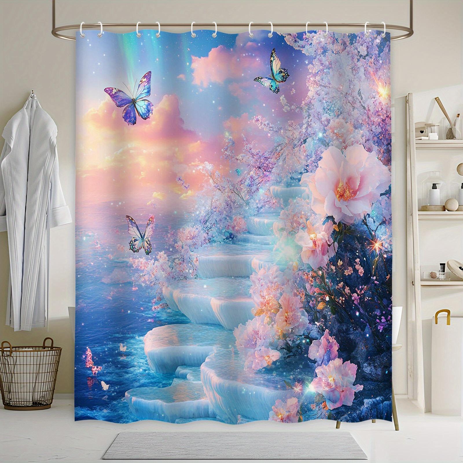 Ethereal Ice Staircase Shower Curtain - Pastel Flowers, Blue & Green Butterflies,Magical Design,Rainbow Sky,Polyester,Bath Decor 90X180cm
Ethereal Ice Staircase Shower Curtain - Pastel Flowers, Blue & Green Butterflies,Magical Design,Rainbow Sky,Polyester,Bath Decor 90X180cm