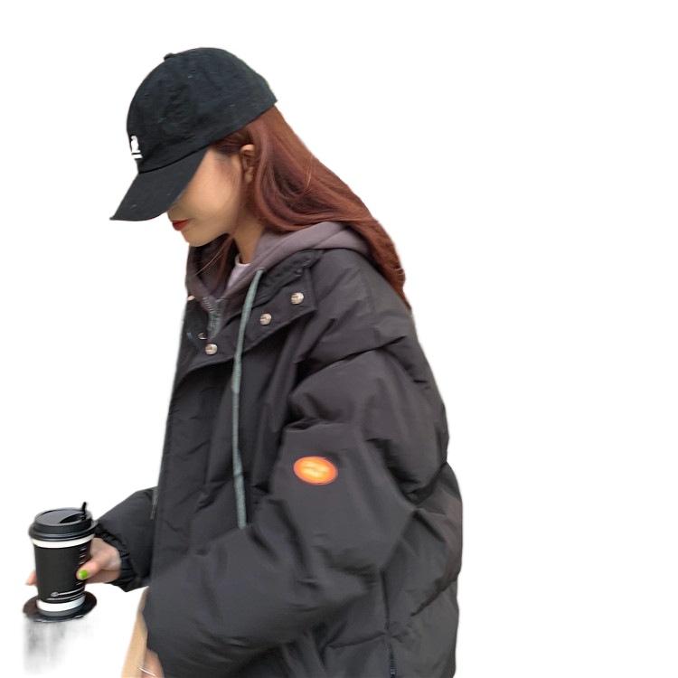 Хлопковая куртка Женская Зимняя Новая Свободная Утолщенная Куртка-пуховик Куртка с капюшоном XXL чёрный