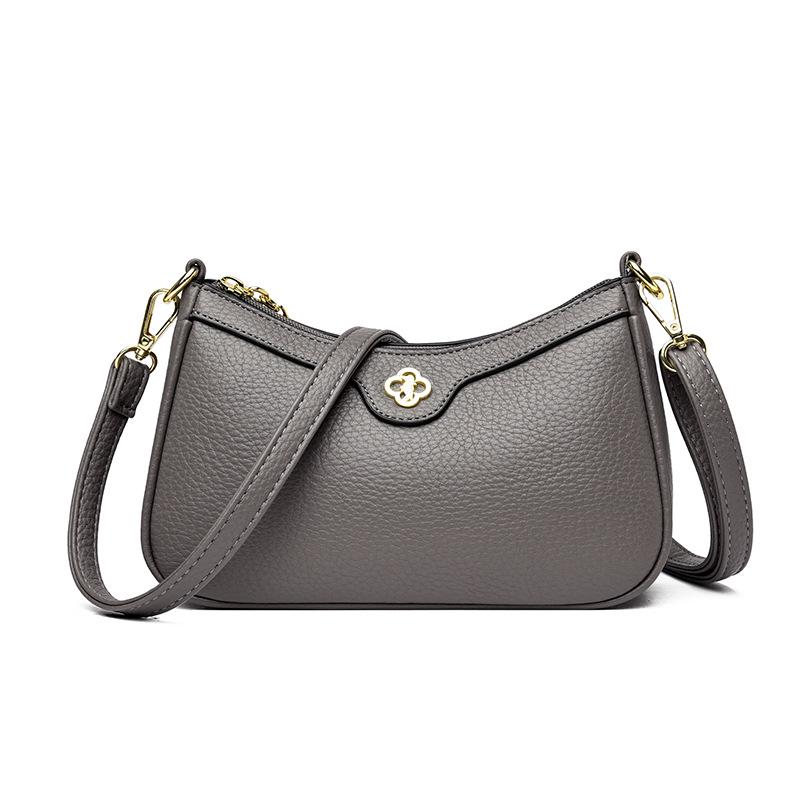 Женская модная однотонная сумка через плечо 2025 - Универсальная легкая роскошная сумка кроссбоди для мам серый