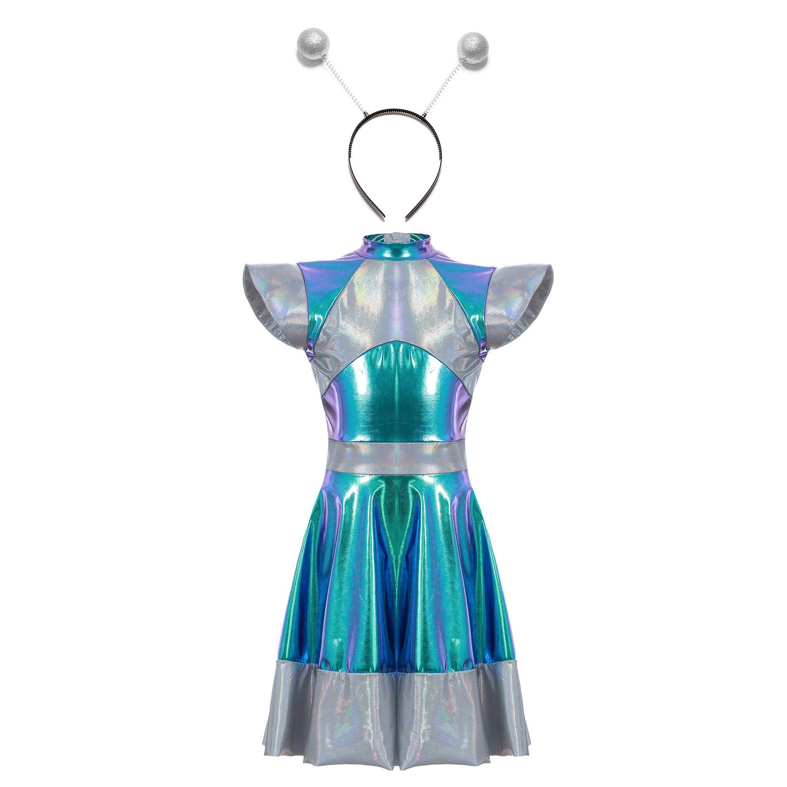 Костюм для косплея инопланетянки для девочек, платье «Космическая милашка», забавный ободок с инопланетными рожками, аксессуар на Хэллоуин, наряд для переодевания в инопланетянку 5-6 Years серебряный
Костюм для косплея инопланетянки для девочек, платье «Космическая милашка», забавный ободок с инопланетными рожками, аксессуар на Хэллоуин, наряд для переодевания в инопланетянку 5-6 Years серебряный