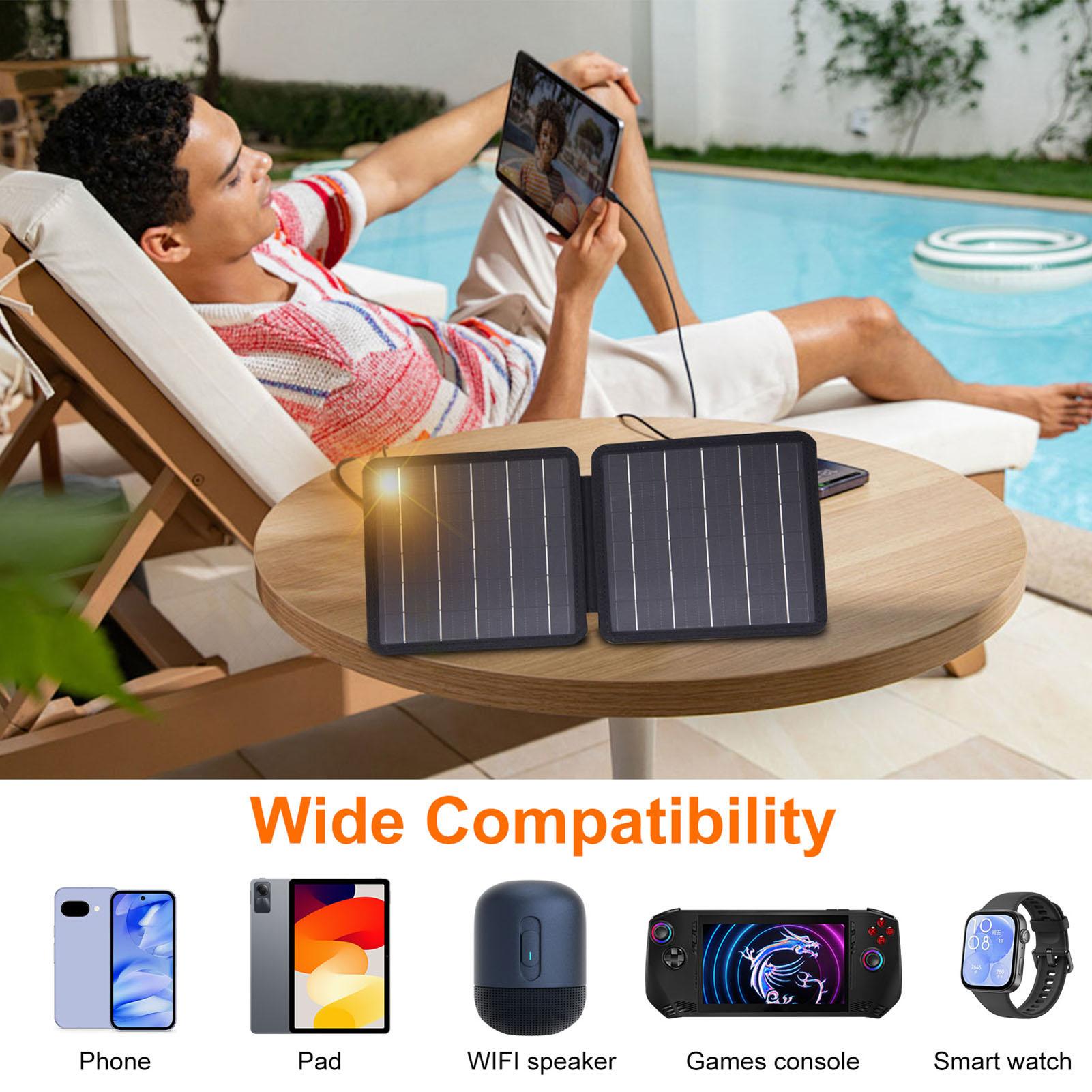 10W Folding Solar Panel Charger Bag IP65 Waterproof Portable Solar Charger USB and Type-C Dual
10W Folding Solar Panel Charger Bag IP65 Waterproof Portable Solar Charger USB and Type-C Dual