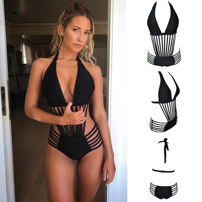 Women High Waist Bandage Bikini Set Push Up Padded Bra Swimsuit Bathing