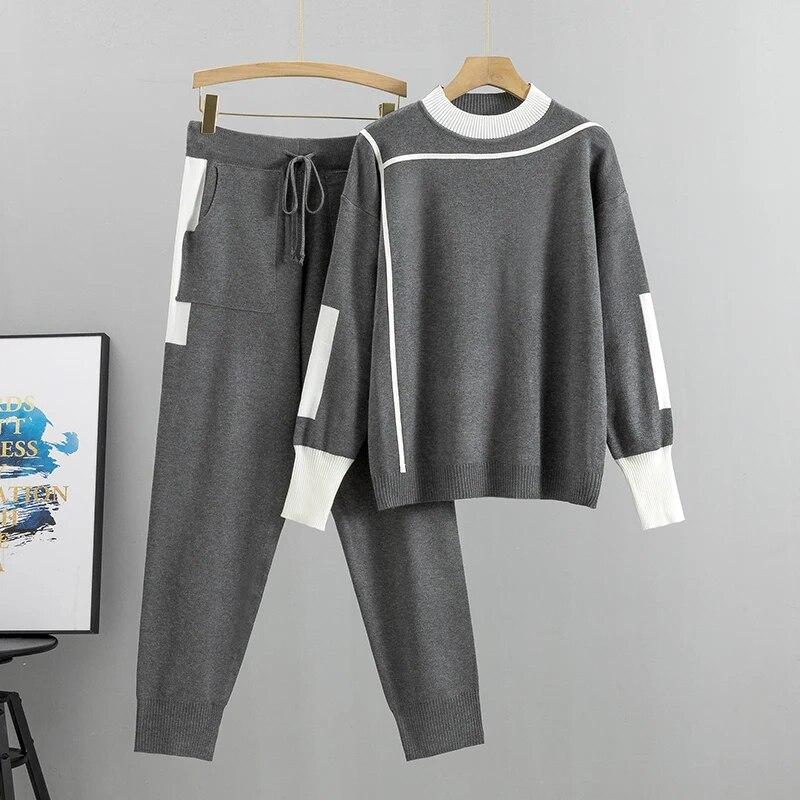 Casual Patchwork Fashion Women Tops and Pants Suits Spring Autumn 2 Pieces Set Knitted Long Sleeve Pullovers Sweater Plus Size XXXXL сірий колір
Casual Patchwork Fashion Women Tops and Pants Suits Spring Autumn 2 Pieces Set Knitted Long Sleeve Pullovers Sweater Plus Size XXXXL сірий колір