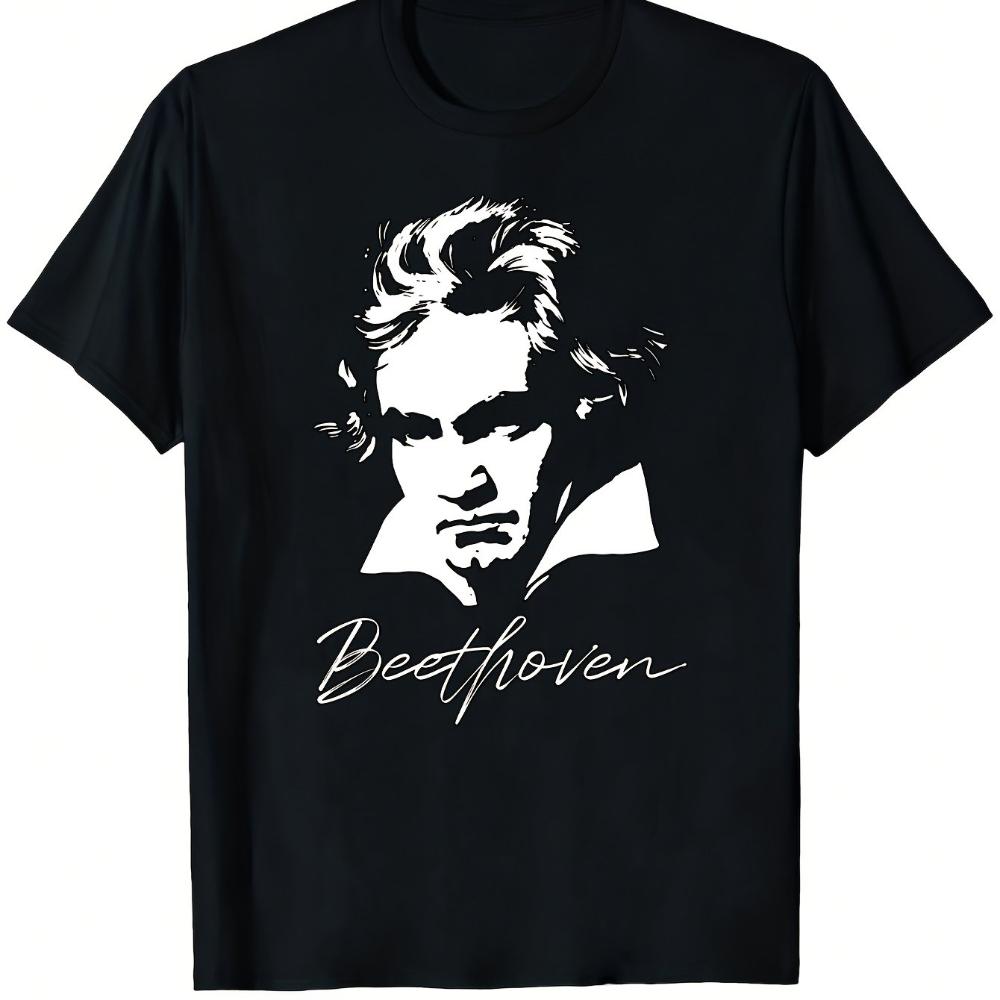 S Ludwig Van Beethoven Portrait TShirt Monochrome Design Featuring The Classical Composers Signature and Musical Notes S
S Ludwig Van Beethoven Portrait TShirt Monochrome Design Featuring The Classical Composers Signature and Musical Notes S