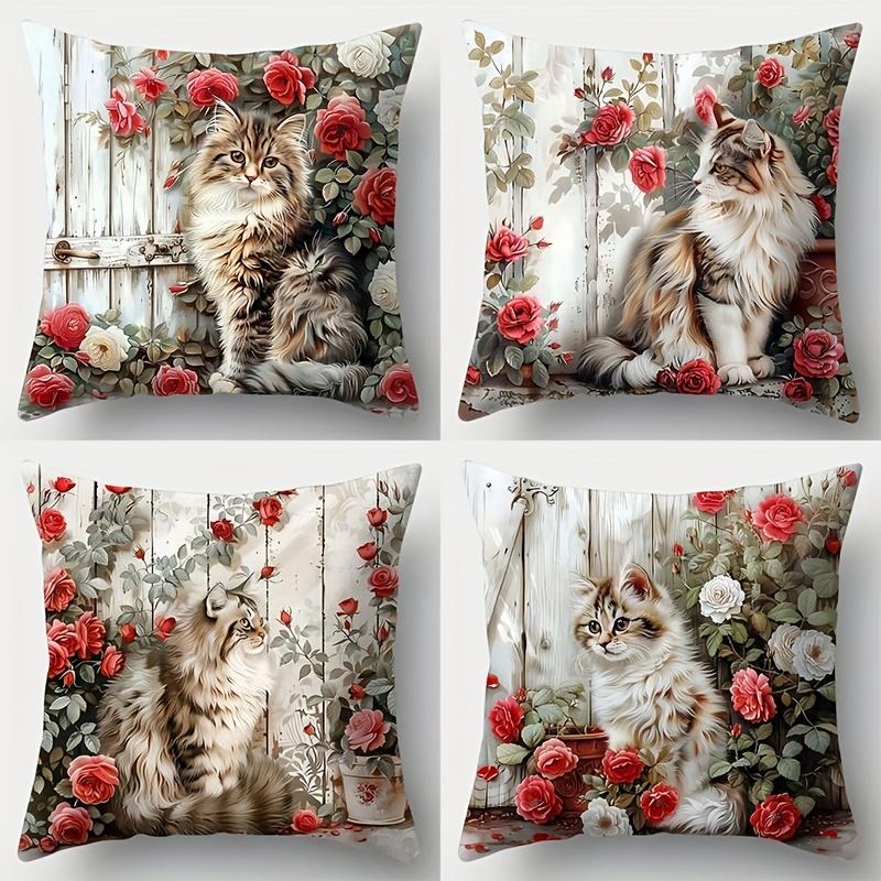 4PCS Set, Sofa Cushion Covers: Elegant Cat & Rose Pillow Cases, Home Decor, Lumbar Support Pillow Covers, Insert Not Included 35x35cm 4pcs
4PCS Set, Sofa Cushion Covers: Elegant Cat & Rose Pillow Cases, Home Decor, Lumbar Support Pillow Covers, Insert Not Included 35x35cm 4pcs