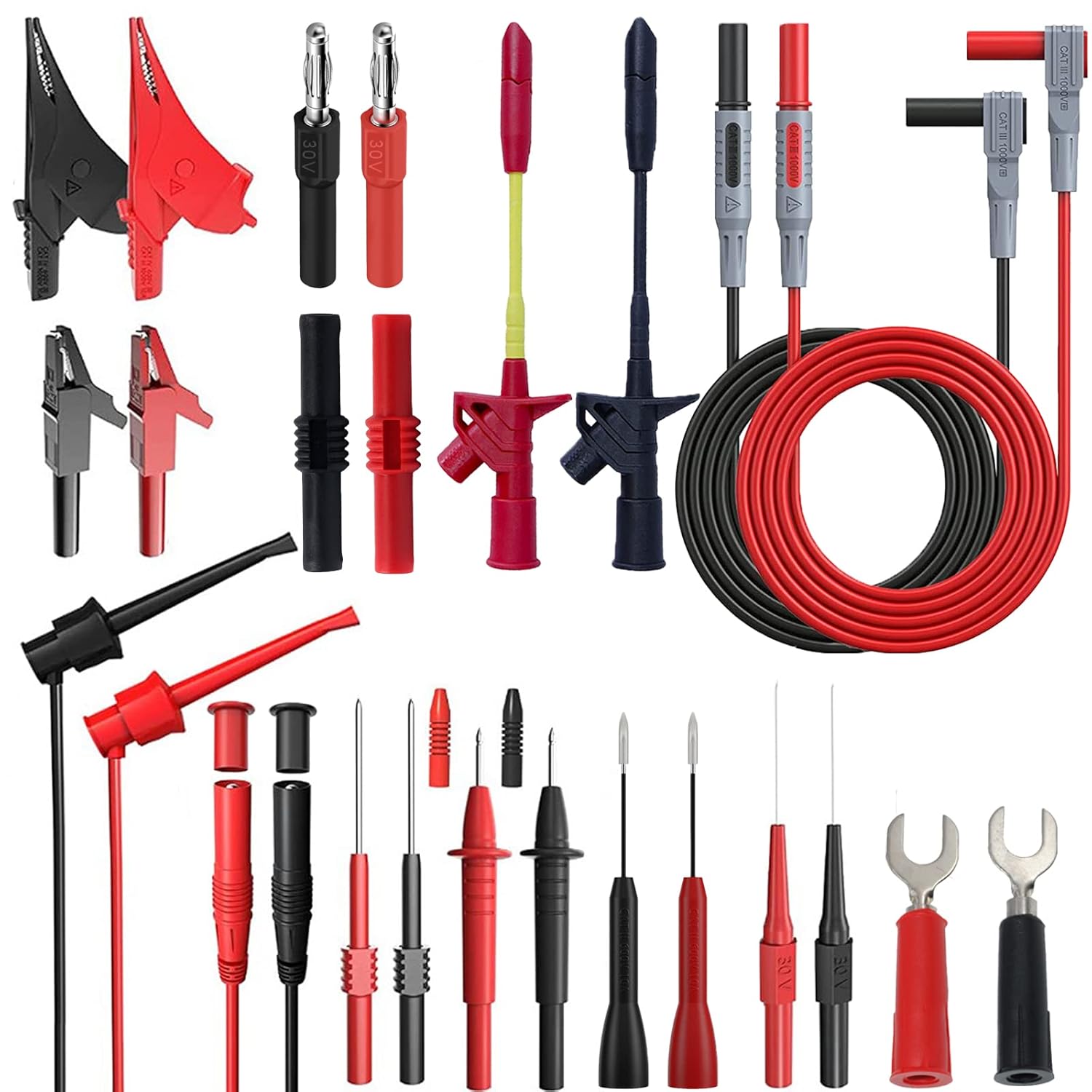 24 Pcs Multimeter Test Leads Set with Alligator Clips, Insulation Piercing Test Clip and Test Probes 1000V 10A CAT III for Voltmeter, Clamp Meter 24
24 Pcs Multimeter Test Leads Set with Alligator Clips, Insulation Piercing Test Clip and Test Probes 1000V 10A CAT III for Voltmeter, Clamp Meter 24