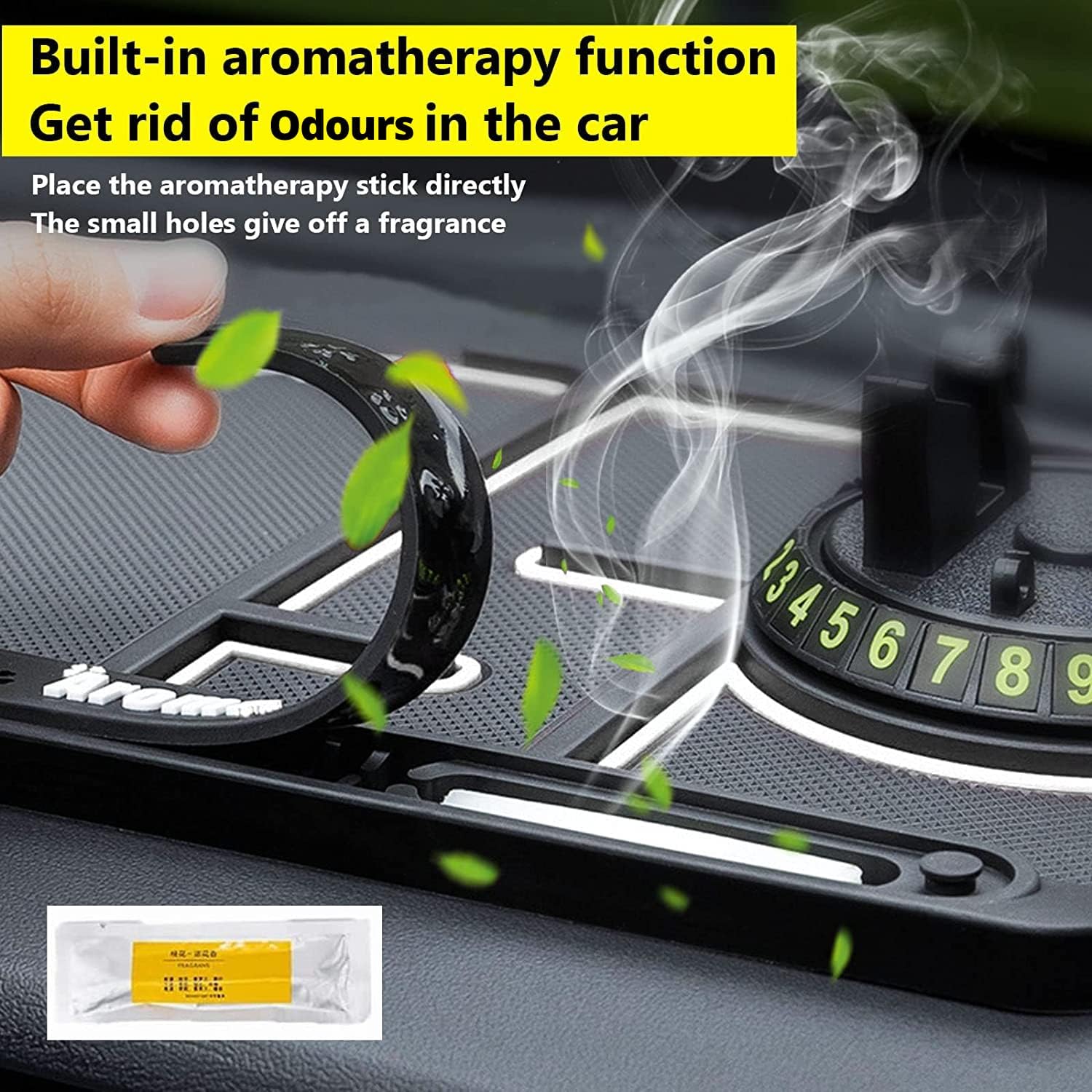 MMAK MAK Anti-Slip Car Dashboard Mat With Phone Holder & Aromatherapy - Universal Non Slip Sticky Rubber Pad with 2 Aroma Sticks & Radium Night Glow
MMAK MAK Anti-Slip Car Dashboard Mat With Phone Holder & Aromatherapy - Universal Non Slip Sticky Rubber Pad with 2 Aroma Sticks & Radium Night Glow