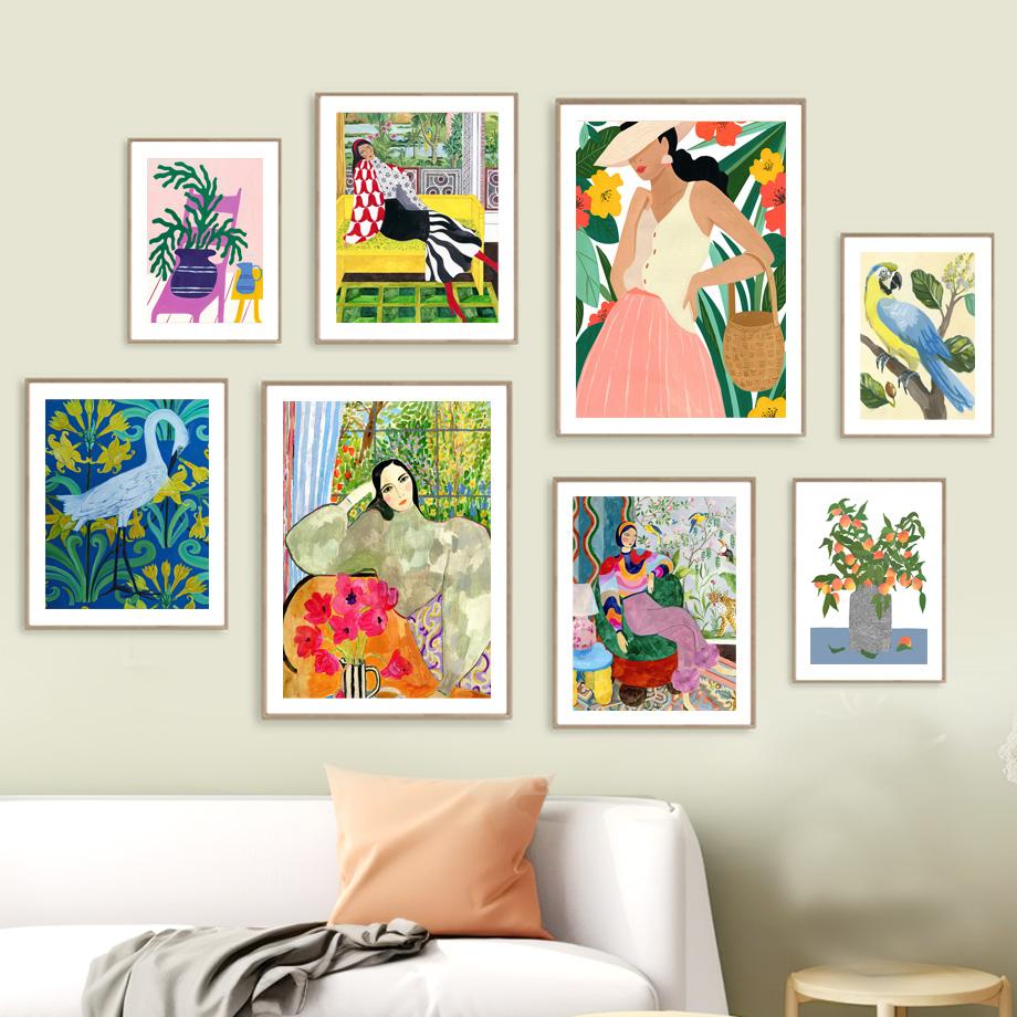 Vase Crane Parrot Abstract Poster Girl Portrait Prints Wall Art Painting Living Room Picture
Vase Crane Parrot Abstract Poster Girl Portrait Prints Wall Art Painting Living Room Picture