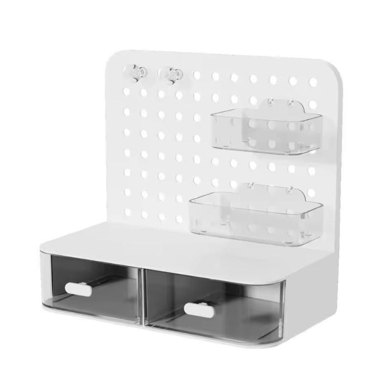 Cream White Pegboard Desk Storage Organizer with Drawers - Office Stationery Shelf with Peg Board Hooks
Cream White Pegboard Desk Storage Organizer with Drawers - Office Stationery Shelf with Peg Board Hooks