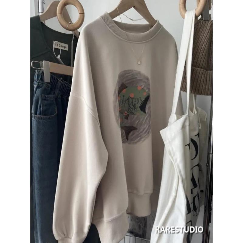 Women s Olive Green Crew Neck Sweatshirt Fish Print Oversized Casual Pullover L бежевий
Women s Olive Green Crew Neck Sweatshirt Fish Print Oversized Casual Pullover L бежевий