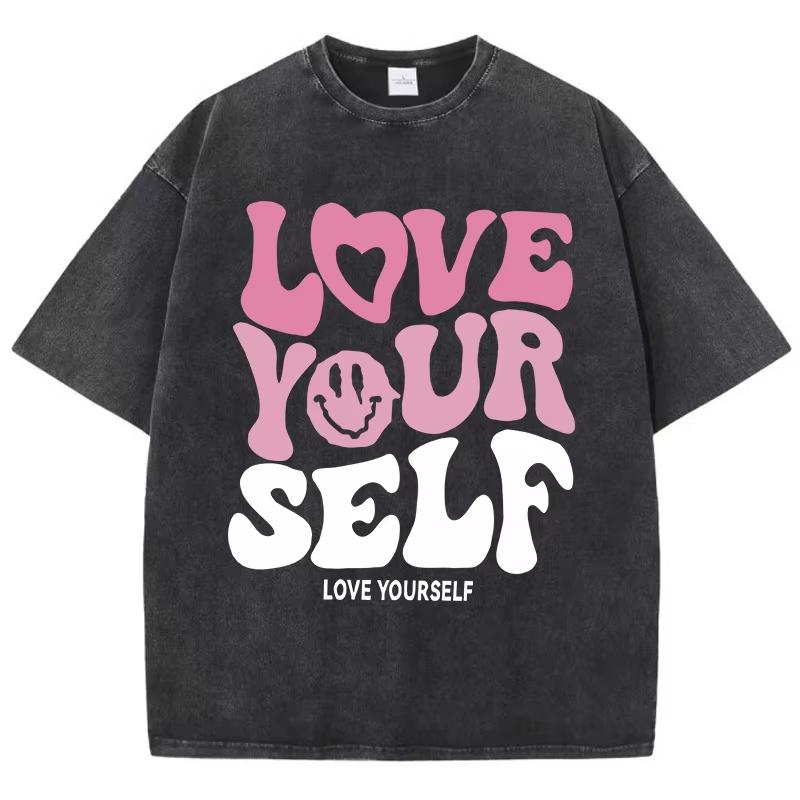 Women S Cotton Washed T-Shirts Trend Distressed Tees Love Your Self Letter Printing Short Sleeve Female Clothes S
Women S Cotton Washed T-Shirts Trend Distressed Tees Love Your Self Letter Printing Short Sleeve Female Clothes S