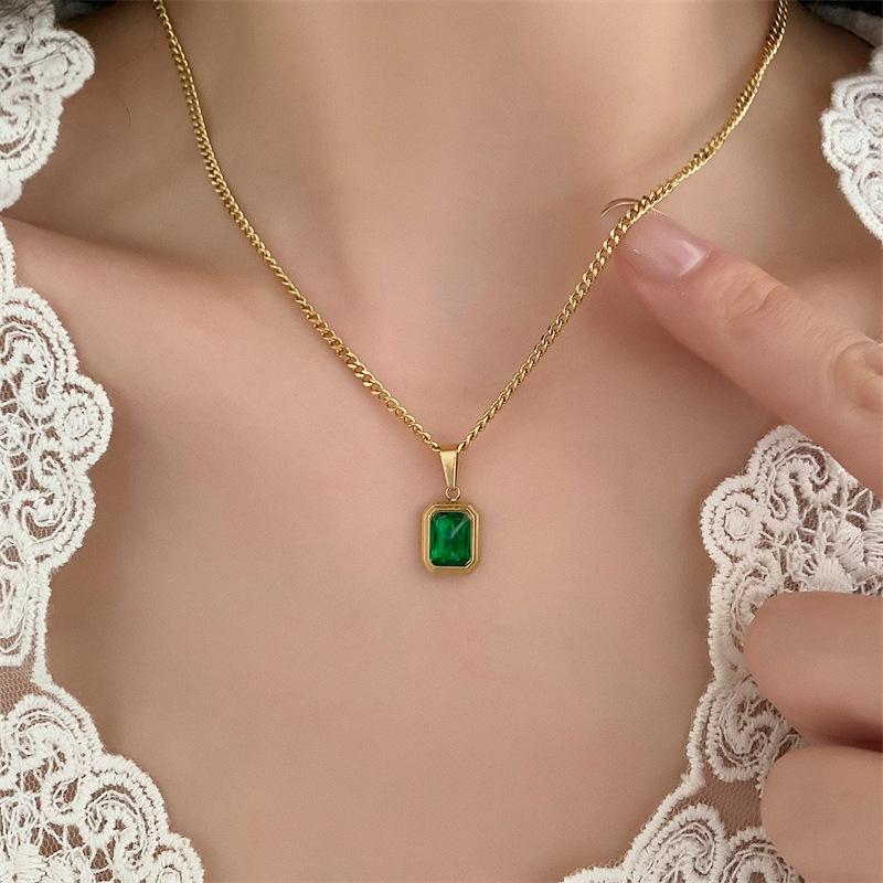 Gold Plated Necklace with Rectangular Faceted Gemstone Pendant Chain Jewelry for Women and Men One Size
Gold Plated Necklace with Rectangular Faceted Gemstone Pendant Chain Jewelry for Women and Men One Size