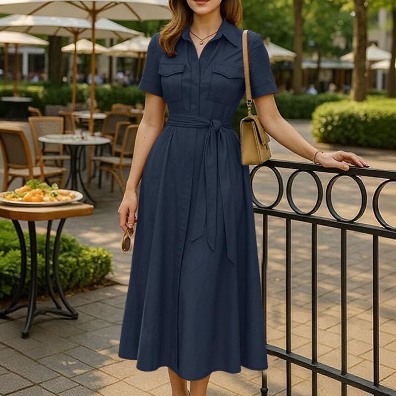 ZANZEA Жіноча повсякденна сукня з відкладним коміром, короткими рукавами та вільного крою 5XL Темно-синій
ZANZEA Жіноча повсякденна сукня з відкладним коміром, короткими рукавами та вільного крою 5XL Темно-синій