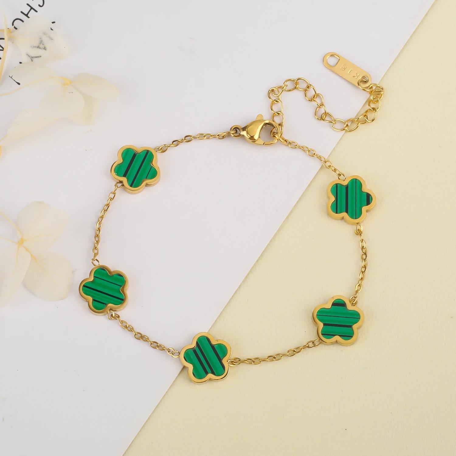 Hot Sale Stainless Steel Plum Blossom Gold Plated Bracelet High Quality Five Leaf Flower Zircon Simple For Woman Gift Clover
Hot Sale Stainless Steel Plum Blossom Gold Plated Bracelet High Quality Five Leaf Flower Zircon Simple For Woman Gift Clover
