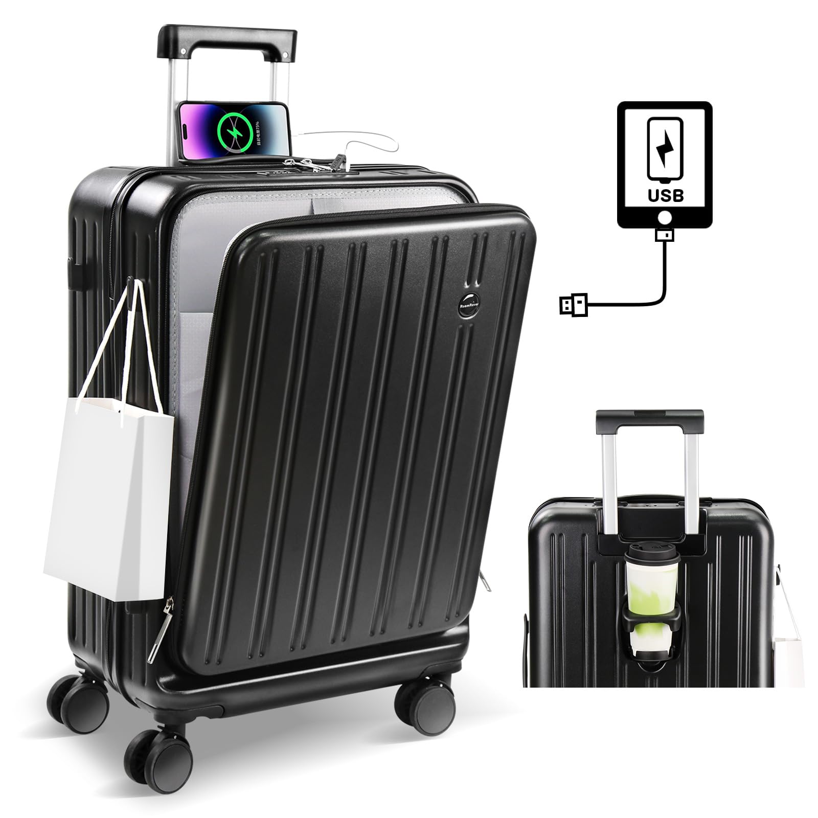 Clearance Sale Suitcase Front Opening Carry Case with USB Port Carry Bag with Cup Holder Ultra Lightweight Computer Storage Pocket Front Opening чорний
Clearance Sale Suitcase Front Opening Carry Case with USB Port Carry Bag with Cup Holder Ultra Lightweight Computer Storage Pocket Front Opening чорний