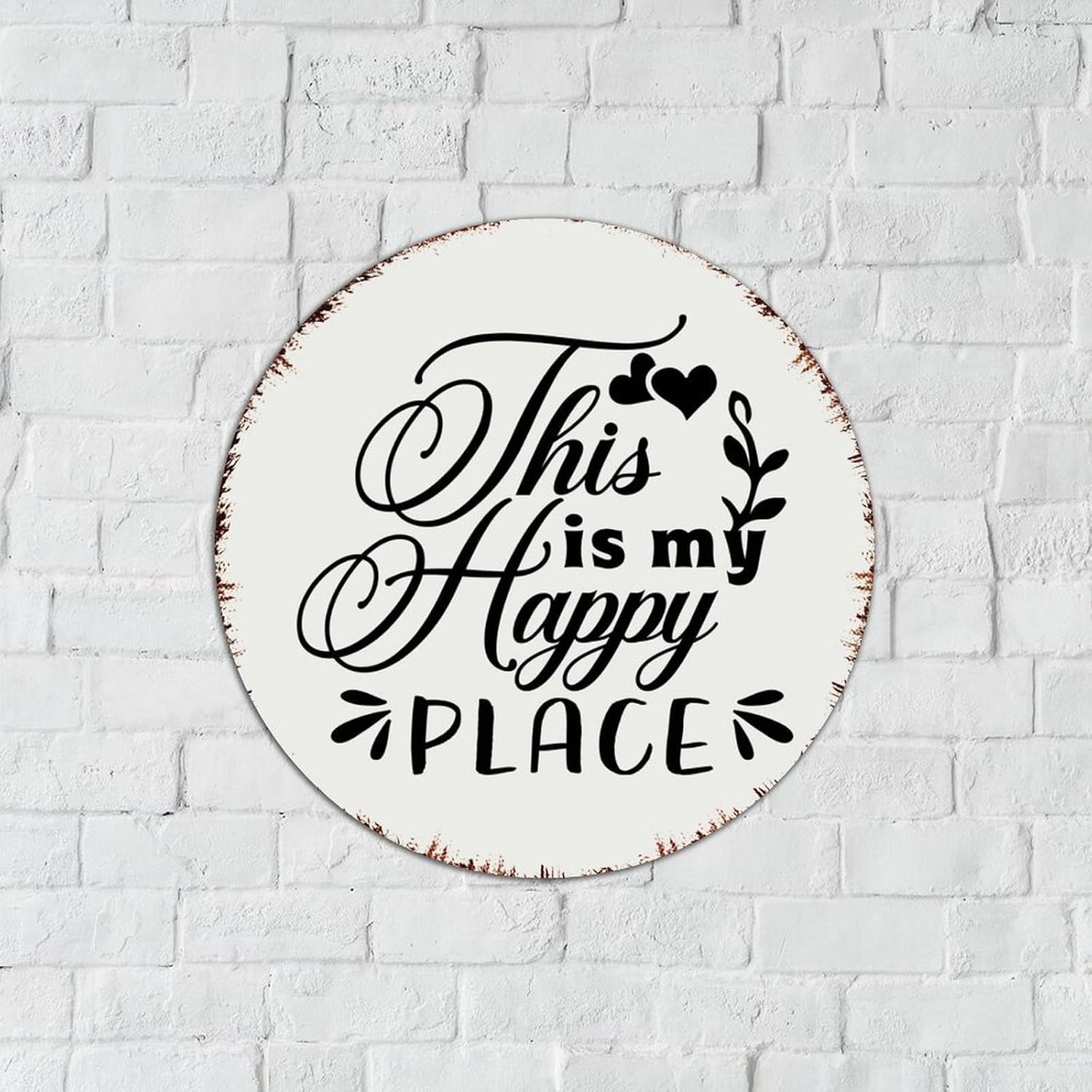 Autravelco Деревенская металлическая жестяная табличка Это мое счастливое место Домашний декор Алюминиевая металлическая табличка для гаража, столовой, ресторанов Художественный постер Подарок для комнаты 9x9 Inch