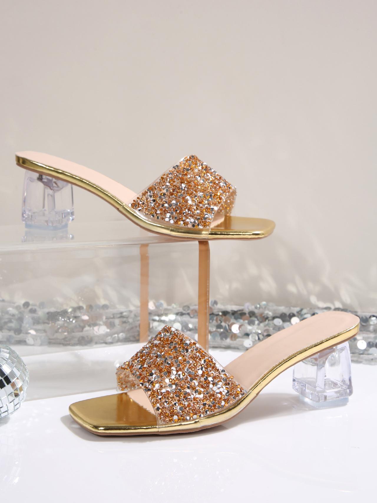 French cool slippers fairy shoes 2025 summer wear fashion temperament sequined sandals thick heel high heel sandals 35
French cool slippers fairy shoes 2025 summer wear fashion temperament sequined sandals thick heel high heel sandals 35