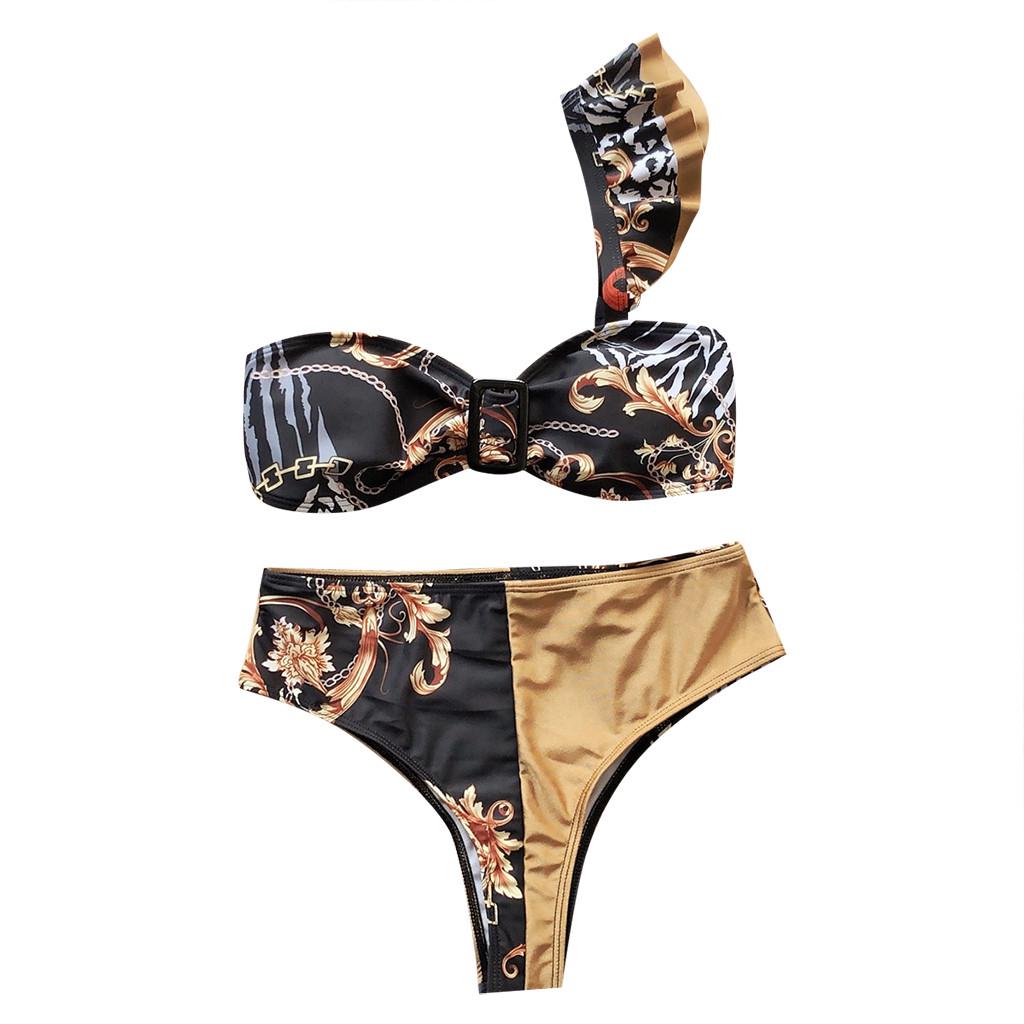 Buy SPRO Sexy Women Patchwork Ruffles Buckle Bikini Push Up Padded
