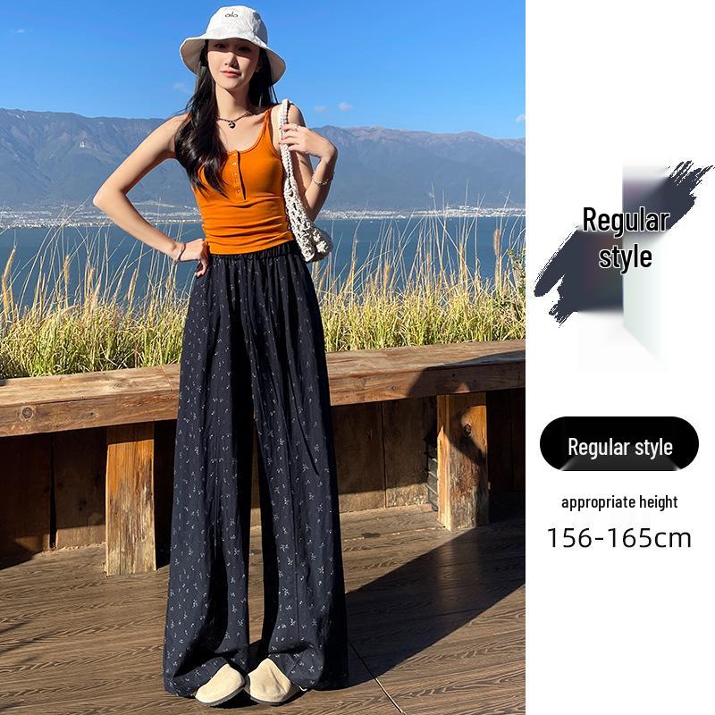 Elastic High-Waisted Floral Wide-Leg Tie-Up Pants - 2026 Spring Drapey Korean Style Slimming Long Pants Large
Elastic High-Waisted Floral Wide-Leg Tie-Up Pants - 2026 Spring Drapey Korean Style Slimming Long Pants Large
