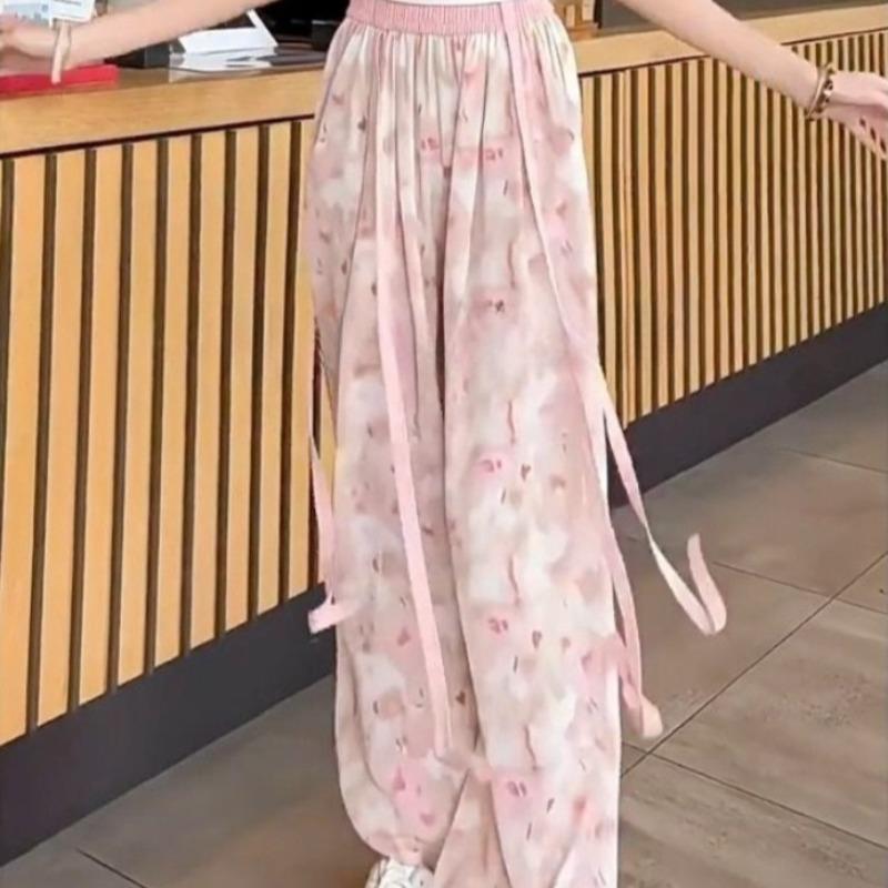 Pink Printed Women s Pant Spring Thin High Waisted Ladies Pants with Ribbon Design Casual Comfortable Famale Wide Leg Trousers S розовый
Pink Printed Women s Pant Spring Thin High Waisted Ladies Pants with Ribbon Design Casual Comfortable Famale Wide Leg Trousers S розовый