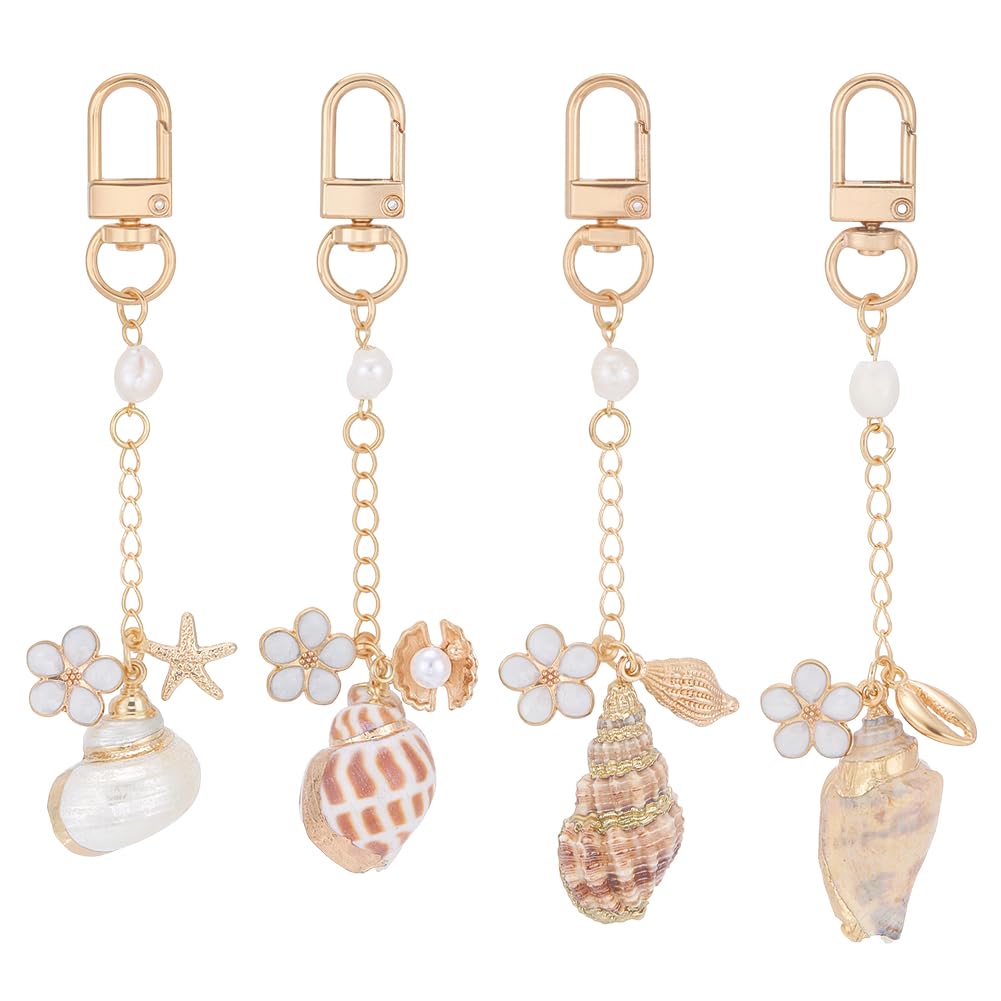 PH Pandahall 4-Piece Beach Keychain Set with Pearl and Shell Bag Charms and Gold Purse Keychain Charms, Summer Keychain Decorations with Flowers,
PH Pandahall 4-Piece Beach Keychain Set with Pearl and Shell Bag Charms and Gold Purse Keychain Charms, Summer Keychain Decorations with Flowers,