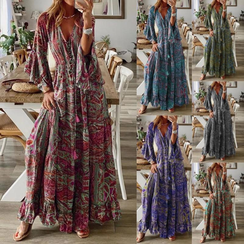 Bohemian Floral Print Dress - V-Neck Flared Sleeve High Waist Maxi Dress, Chic Ruffled Hem Vacation Dress for Women, Beach Wedding Guest Outfit 5XL помаранчевий
Bohemian Floral Print Dress - V-Neck Flared Sleeve High Waist Maxi Dress, Chic Ruffled Hem Vacation Dress for Women, Beach Wedding Guest Outfit 5XL помаранчевий