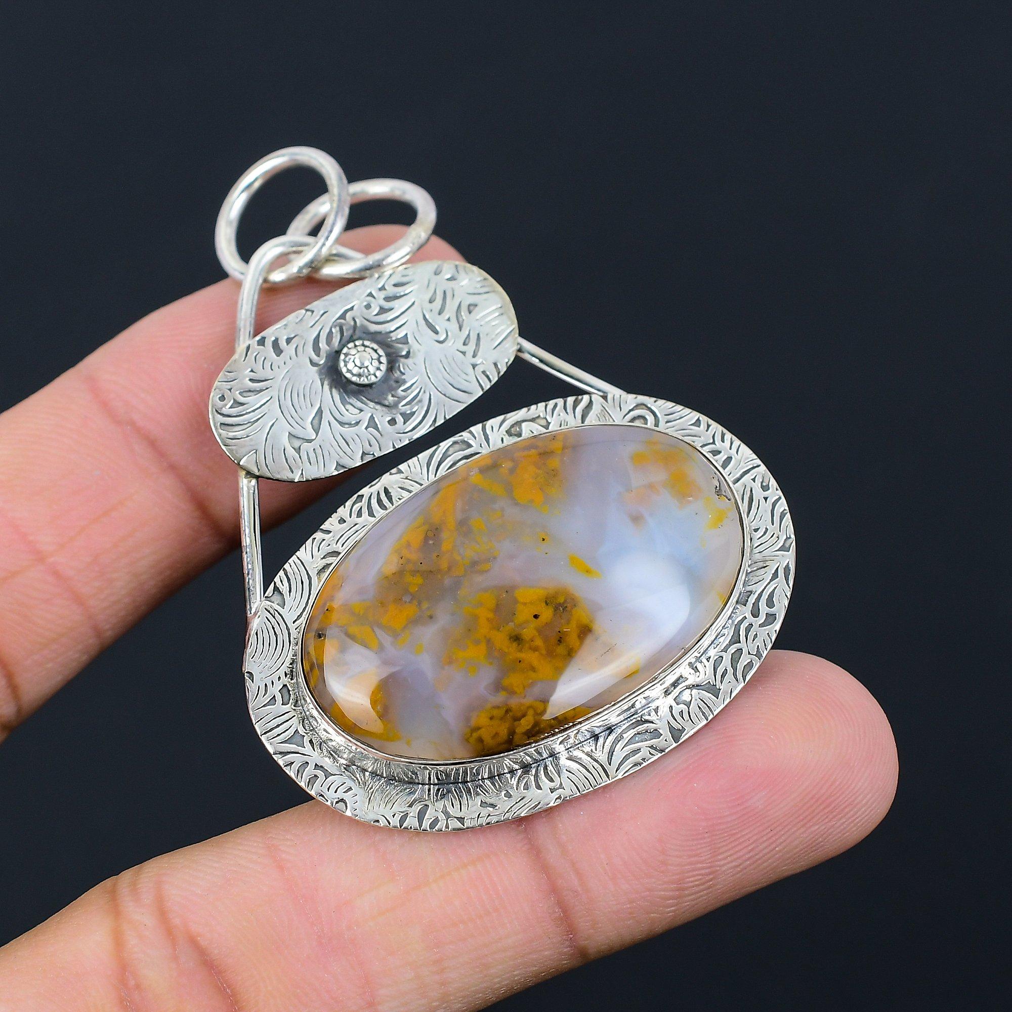Oval Plume Agate Gemstone 925 Silver Birthday Mother Handmade Trendy New Pendant
Oval Plume Agate Gemstone 925 Silver Birthday Mother Handmade Trendy New Pendant