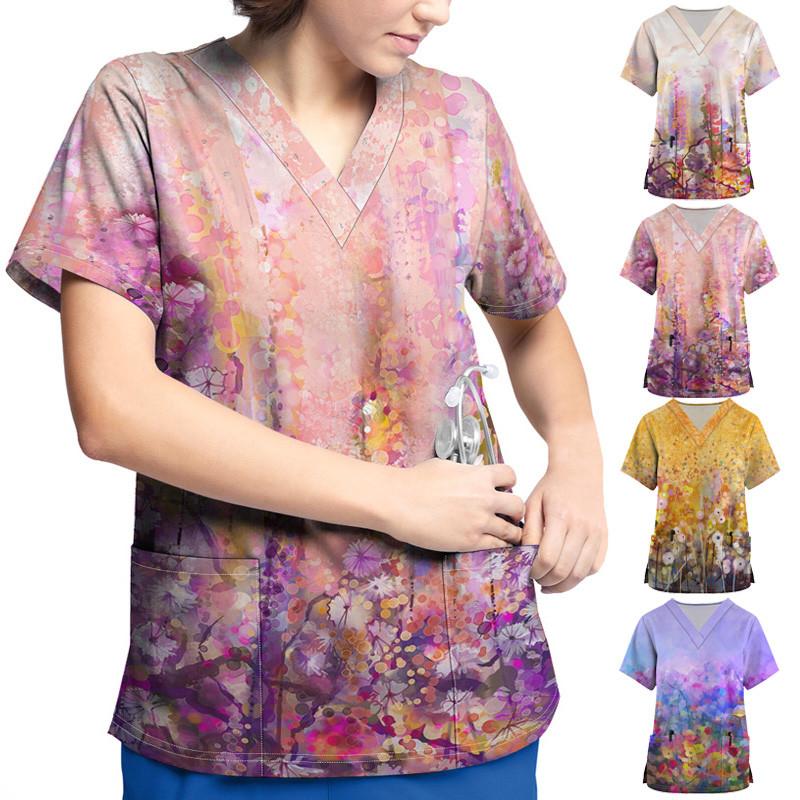 (Spicy chicken)Plus Size Printed Scrub Working Uniform Tops For Women V-Neck Short Sleeve T-Shirts Workwear Tee With Pockets
(Spicy chicken)Plus Size Printed Scrub Working Uniform Tops For Women V-Neck Short Sleeve T-Shirts Workwear Tee With Pockets