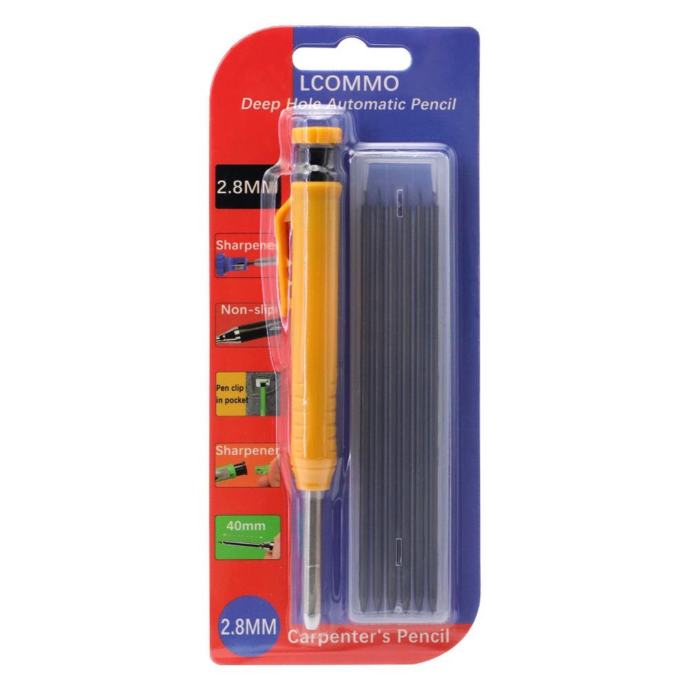 2.8mm Mechanical Pencil Plastic/Metal Built-in Sharpener Woodworking Marking Tool Deep Hole Marking Solid Carpenter Pencil
2.8mm Mechanical Pencil Plastic/Metal Built-in Sharpener Woodworking Marking Tool Deep Hole Marking Solid Carpenter Pencil