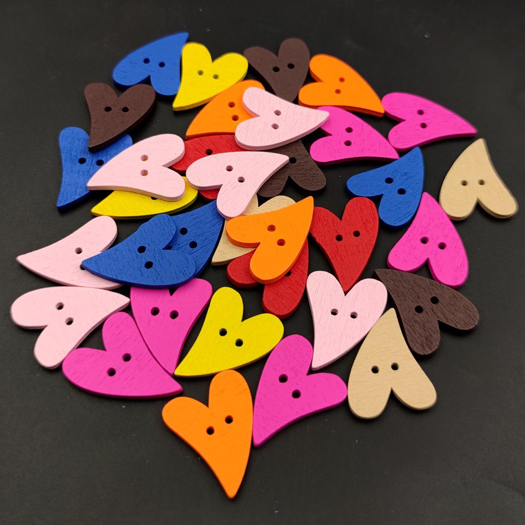 Vintage Two-Hole Wooden Buttons with Heart & Star Design - 100 pcs/pack for Sewing & Clothing Accessories
Vintage Two-Hole Wooden Buttons with Heart & Star Design - 100 pcs/pack for Sewing & Clothing Accessories