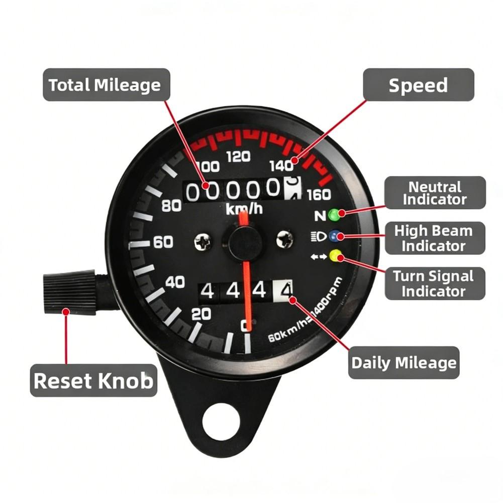12V Dual Odometer Speedometer for Motorcycles LED Illuminated Retro Housing and Neutral High Beam Turn Signal Status Indicators China Mainland
12V Dual Odometer Speedometer for Motorcycles LED Illuminated Retro Housing and Neutral High Beam Turn Signal Status Indicators China Mainland