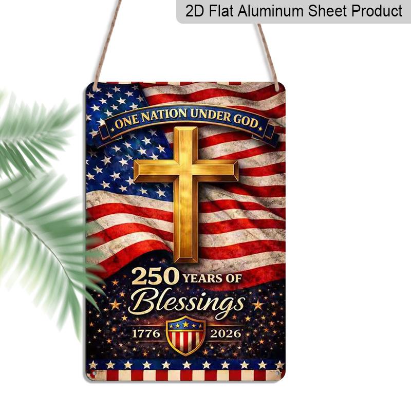 2D Flat, 1pc One Nation Under God 250 Years of Blessings USA Patriotic Plaque Sign - 8 x12 American Flag & Golden Cross Aluminum Wall Plaque 20*30cm
2D Flat, 1pc One Nation Under God 250 Years of Blessings USA Patriotic Plaque Sign - 8 x12 American Flag & Golden Cross Aluminum Wall Plaque 20*30cm