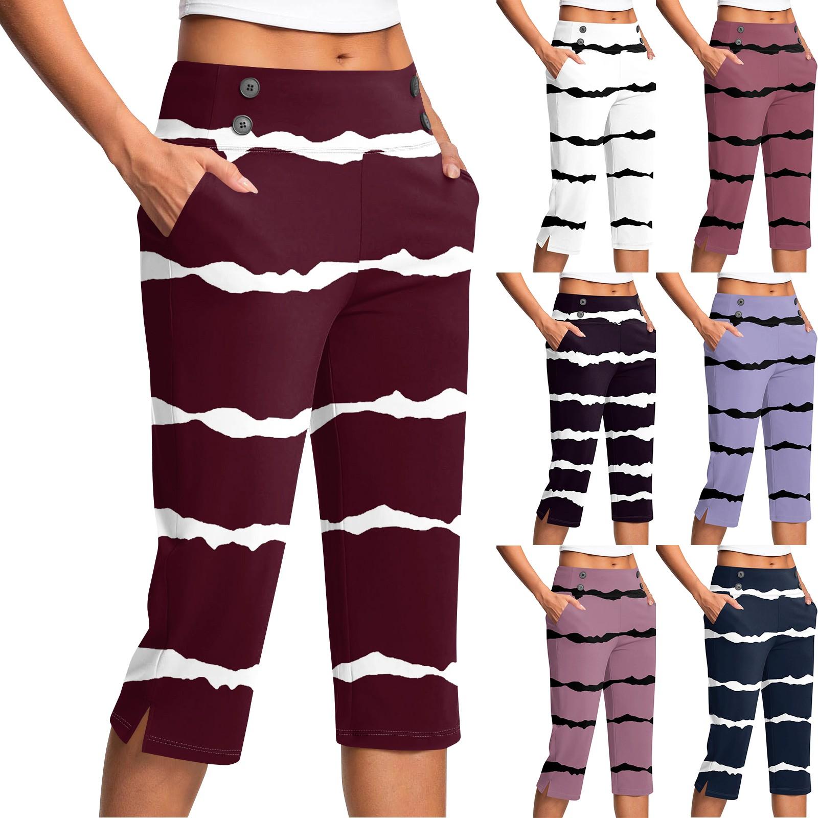 Women s Fashion Striped Button Pocket Trousers Slit High Waist Sports Yoga Casual Cropped Pants L чорний
Women s Fashion Striped Button Pocket Trousers Slit High Waist Sports Yoga Casual Cropped Pants L чорний
