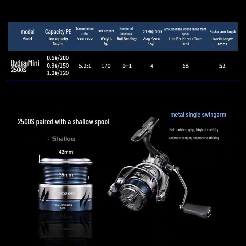 EUKDA Hydra Mini Ultra-light Waterproof Spinning Reel - Carbon Fiber Versatile Fishing Reel
EUKDA Hydra Mini Ultra-light Waterproof Spinning Reel - Carbon Fiber Versatile Fishing Reel