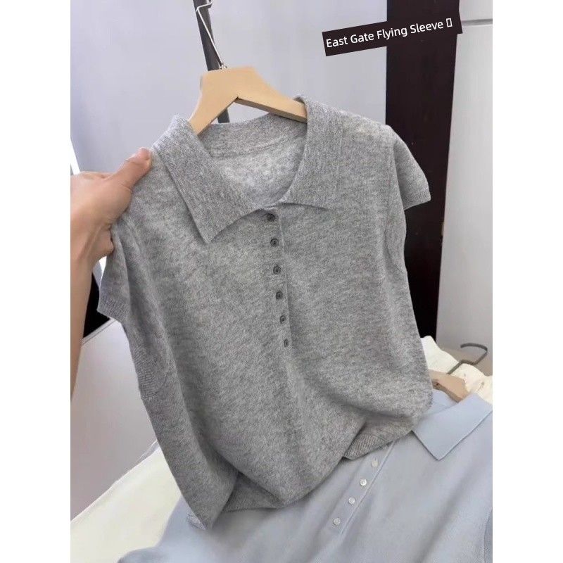 South Korea Dongdaemun Women s Clothing Gray Polo Flying Sleeve Ice Silk Sweater Summer Fancy Short Sleeve T-shirt Top Gray S
South Korea Dongdaemun Women s Clothing Gray Polo Flying Sleeve Ice Silk Sweater Summer Fancy Short Sleeve T-shirt Top Gray S