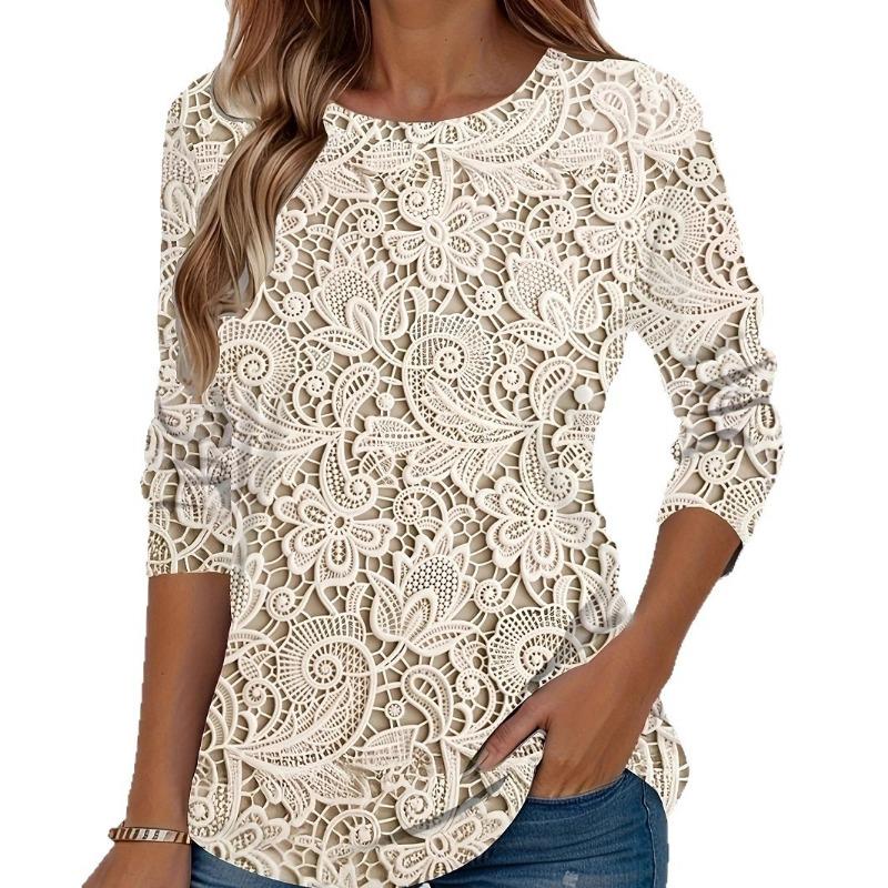 Casual round neck long sleeved printed T-shirt XL
Casual round neck long sleeved printed T-shirt XL