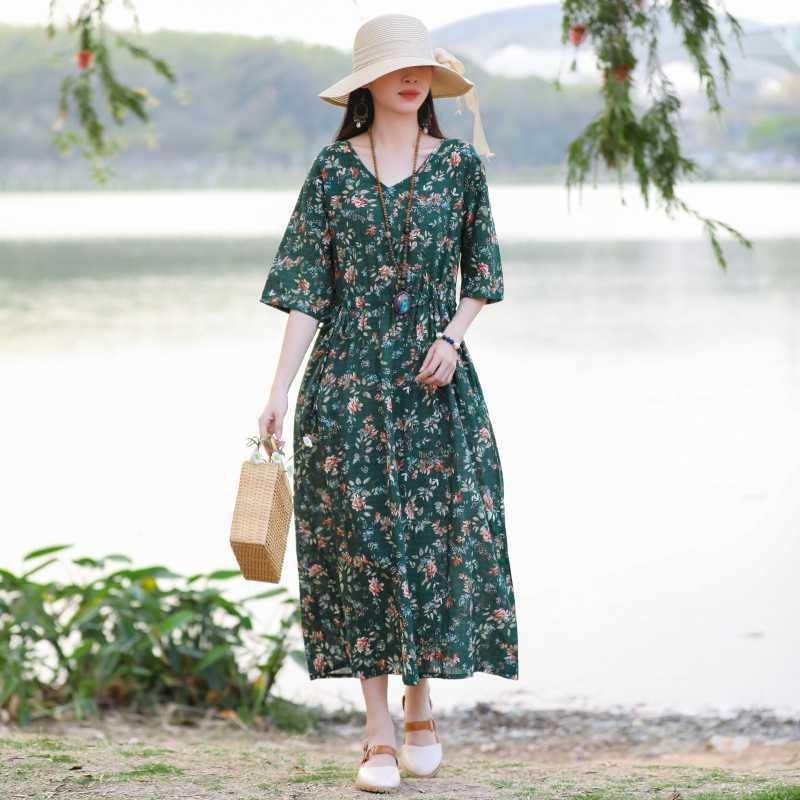 Plus Size V-Neck Long Dress Ethnic Printed Split Sleeve Loose Waist Tie Dresses 2XL зелений
Plus Size V-Neck Long Dress Ethnic Printed Split Sleeve Loose Waist Tie Dresses 2XL зелений