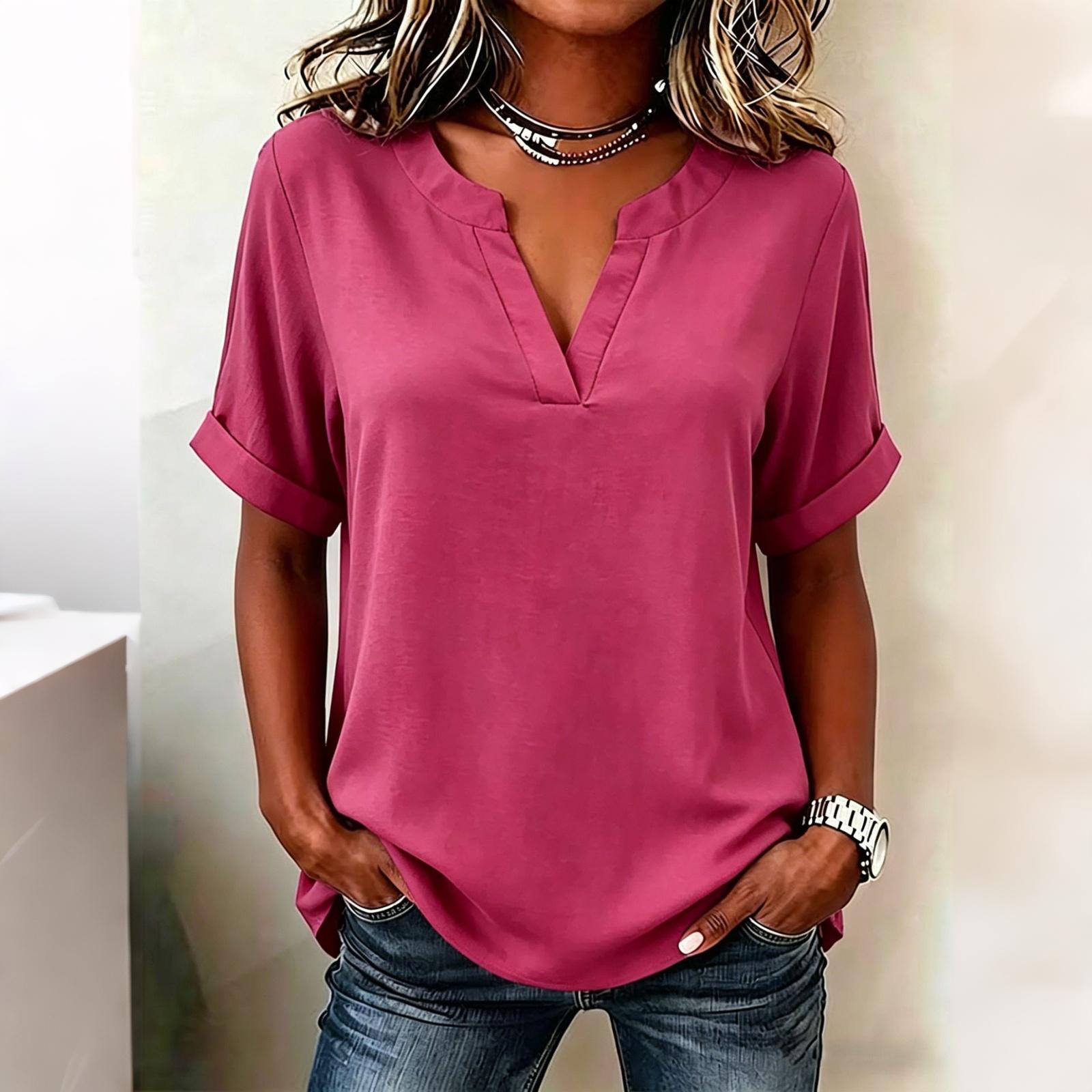 Women V Neck Short Sleeve Casual Blouse Lightweight Loose Fit Tunic Top with Roll Up Sleeve Design for Everyday Wear XXL
Women V Neck Short Sleeve Casual Blouse Lightweight Loose Fit Tunic Top with Roll Up Sleeve Design for Everyday Wear XXL
