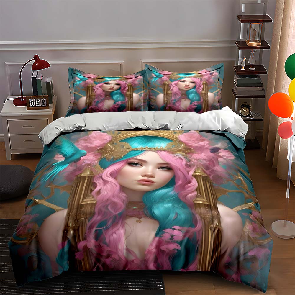 Vibrant fantasy portrait. Bedding Duvet cover sets Duvet covers Pillowcases gifts (1 * Duvet Cover 2 * Pillowcases, without duvet insert) 135x200cm
Vibrant fantasy portrait. Bedding Duvet cover sets Duvet covers Pillowcases gifts (1 * Duvet Cover 2 * Pillowcases, without duvet insert) 135x200cm