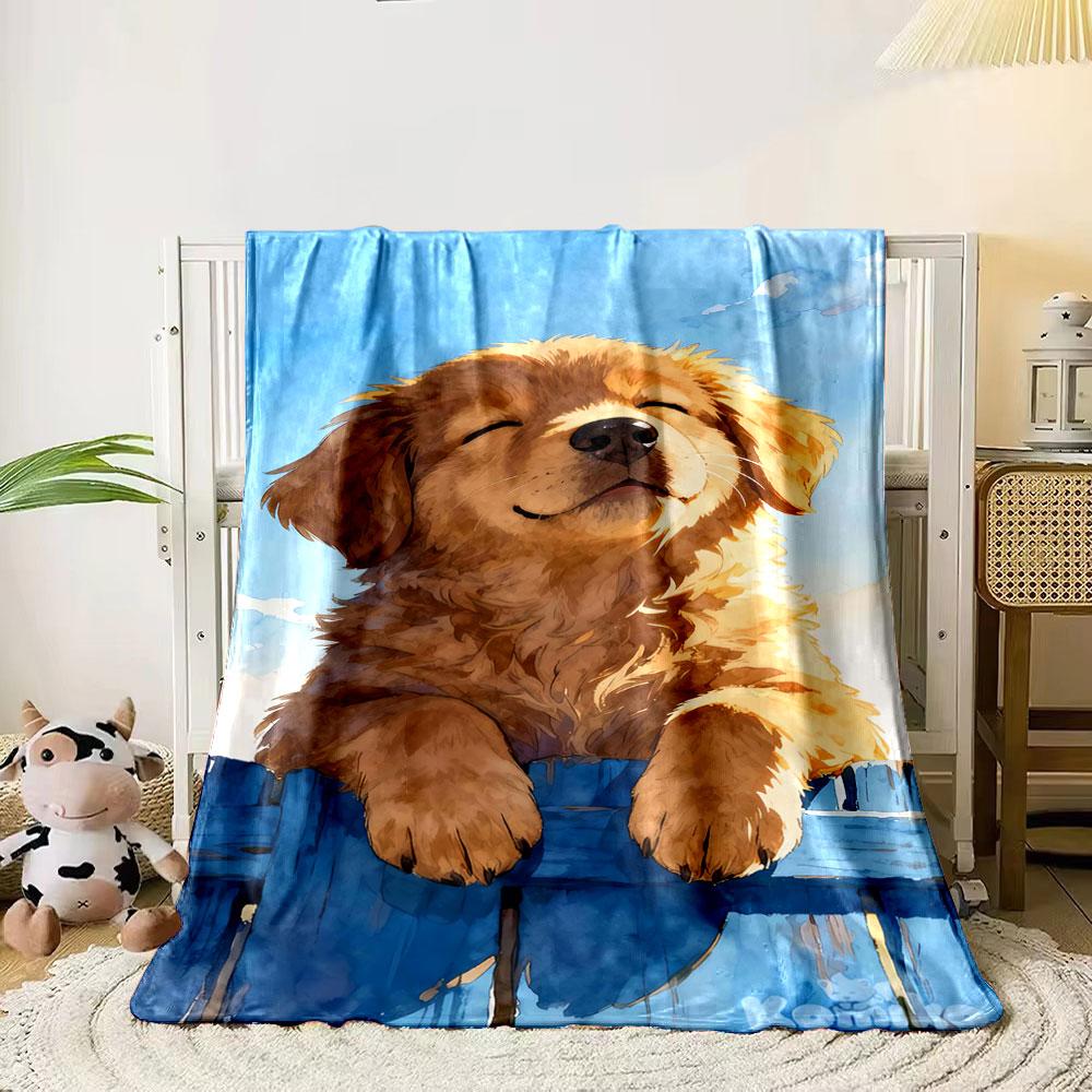 A cheerful golden puppy resting its paws on a blue wooden fence. for all seasons blanket lunch break throw gift 80cm x 120cm
A cheerful golden puppy resting its paws on a blue wooden fence. for all seasons blanket lunch break throw gift 80cm x 120cm