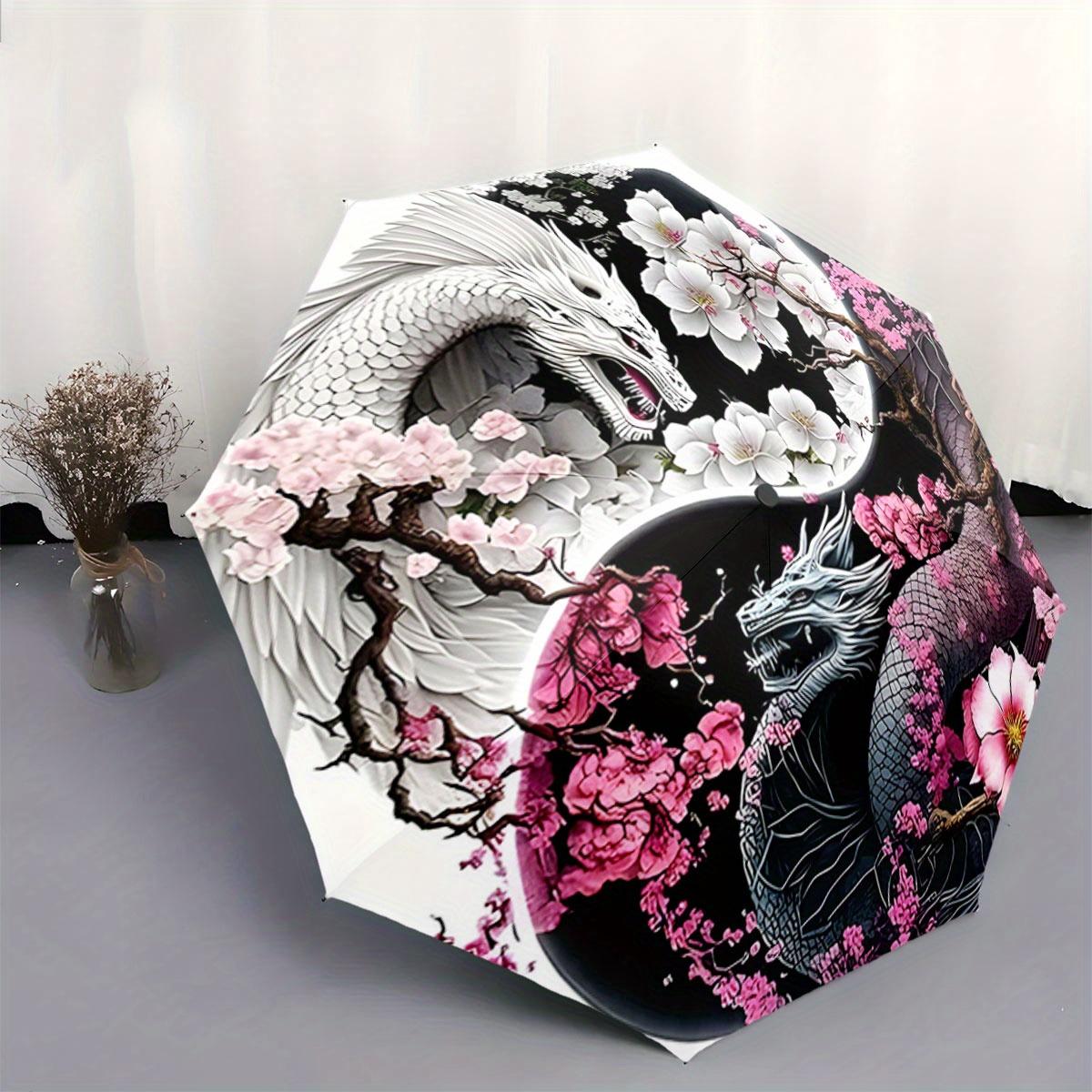 Automatic Folding Umbrella White and black dragon yin-yang surrounded by cherry blossoms. Portable collapsible design, casual Iron&8K
Automatic Folding Umbrella White and black dragon yin-yang surrounded by cherry blossoms. Portable collapsible design, casual Iron&8K