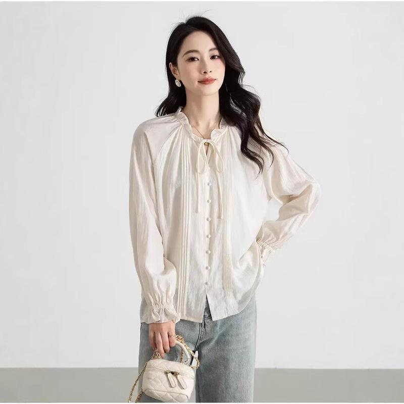 Женская блузка с оборками и завязками - Длинный рукав, Весна/Лето 2025, Французский стиль Large экрю
Женская блузка с оборками и завязками - Длинный рукав, Весна/Лето 2025, Французский стиль Large экрю