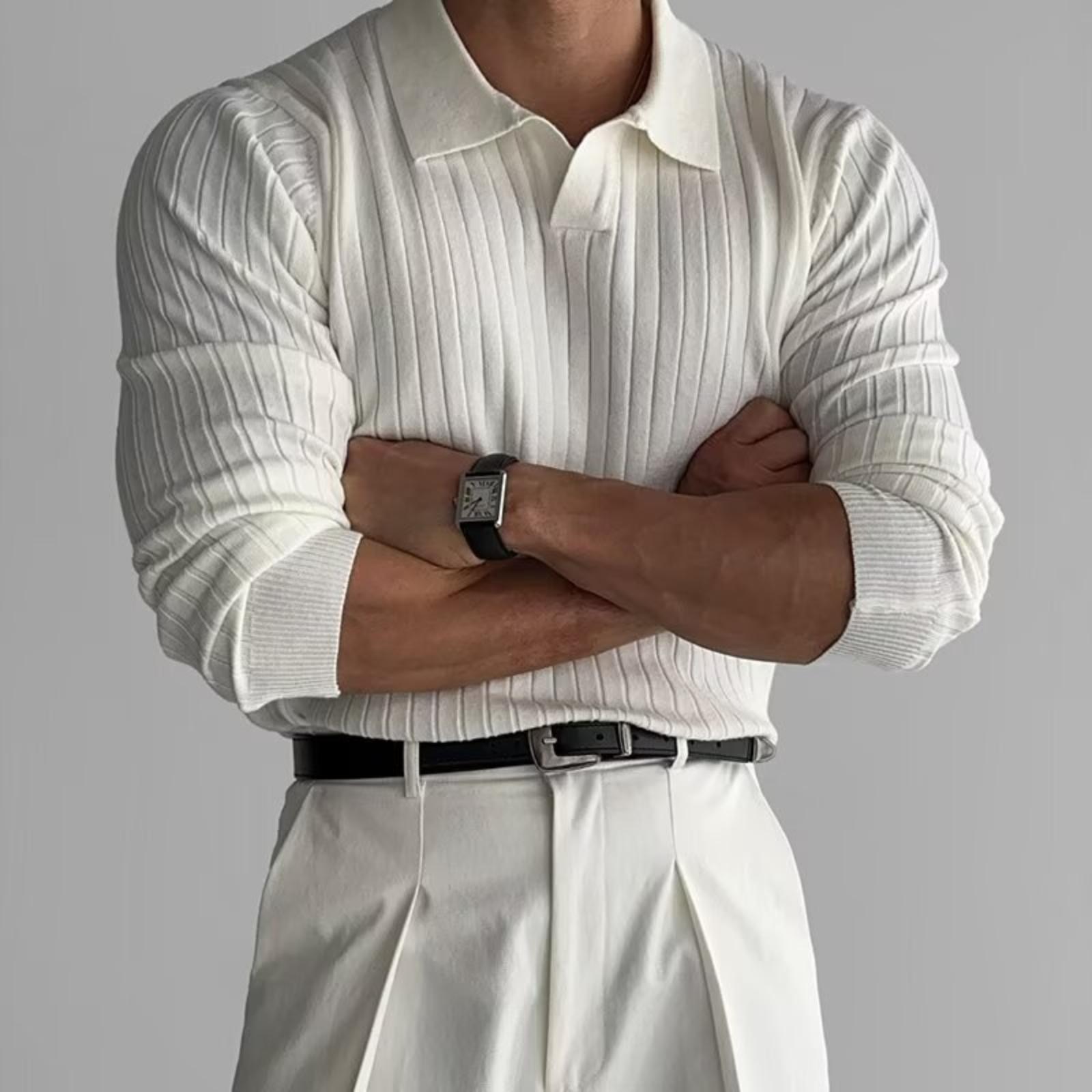 Men s Knitted Top Lapel Pullover Long-sleeved T-shirt XL білий
Men s Knitted Top Lapel Pullover Long-sleeved T-shirt XL білий