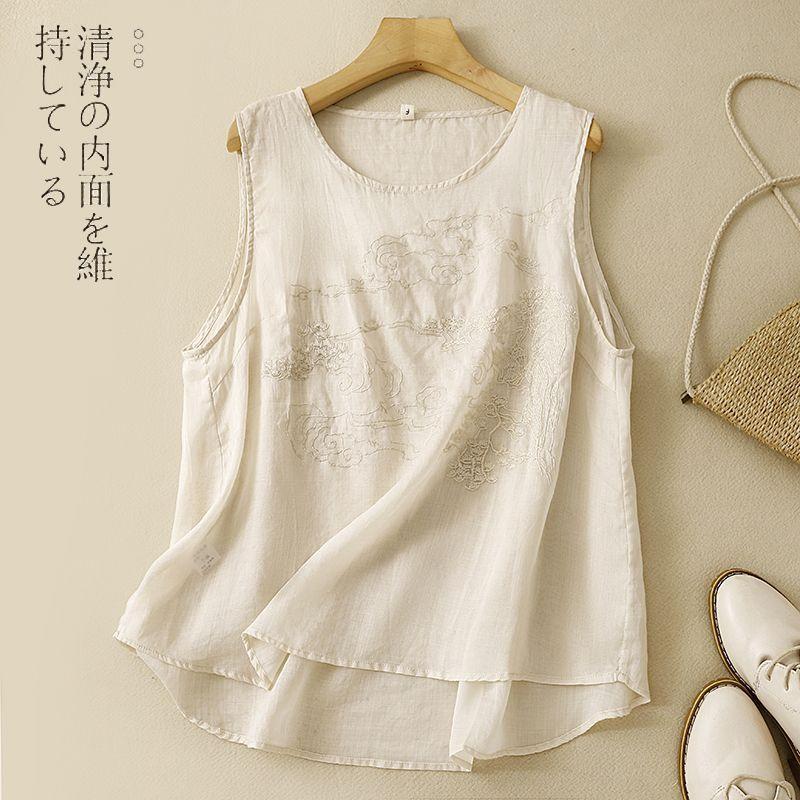 Simple and elegant chic sling vest cotton and linen embroidered solid color women s clothing summer new versatile comfortable loose crew neck top 2XL
Simple and elegant chic sling vest cotton and linen embroidered solid color women s clothing summer new versatile comfortable loose crew neck top 2XL