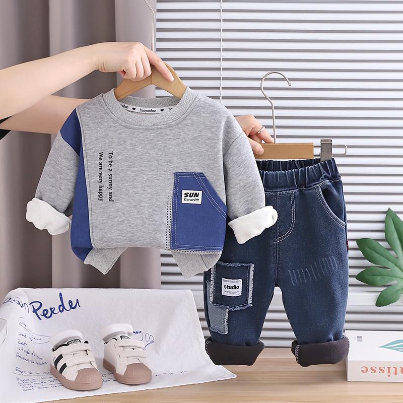 Boys long sleeved 2-piece set, 0-5 years old Children s English printed fleece hoodie+denim pants XXL серый
Boys long sleeved 2-piece set, 0-5 years old Children s English printed fleece hoodie+denim pants XXL серый