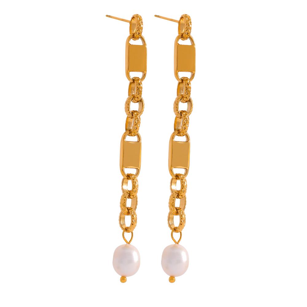 Yhpup Long Hanging Stainless Steel Chain Natural Pearl Drop Earrings Dangle Fashion Party Geometric Charm Temperament Jewelry
Yhpup Long Hanging Stainless Steel Chain Natural Pearl Drop Earrings Dangle Fashion Party Geometric Charm Temperament Jewelry